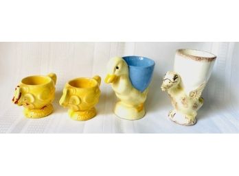 Vintage Collection Of 4 Large Figural Bird Egg Cups