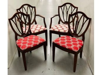 4 Drexel Mahogany Shield Back Dining Chairs.