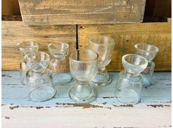 Assorted Clear Glass Egg Cups (7)