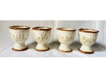 Set Of 4 Inspirational / Motivational Quote Egg Cups