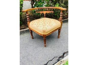 Antique 19c. Custom Handcrafted Needlepoint Corner Chair