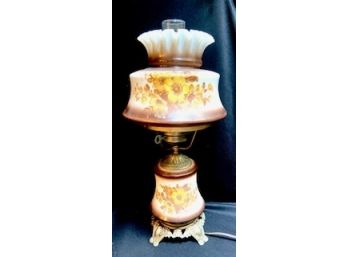 Vintage Gone With The Wind Style Frosted Glass Electrified Hurricane Lamp