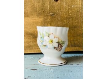 British Columbia Tourist Egg Cup With White Flower Design