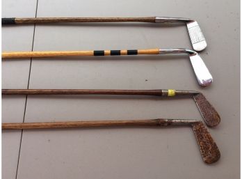 Vintage Wood Shaft Putters And Iron