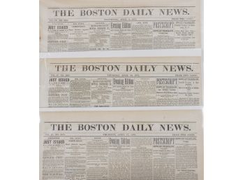 Boston Daily News - April 1873 - 3 Issues - Lot B