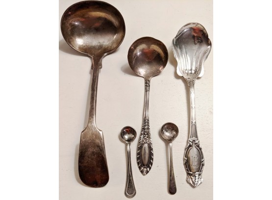 5 Silver Spoons - Sterling, 925, Sliver Plated, Silver Nickle Made In England