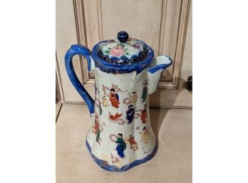 Antique Porcelain Hand Painted Asian Tea Pot