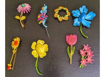 8 Flower Brooches