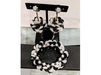 Vintage Black And White Earrings And Bracelet When You Need To Spell Stylish Fun