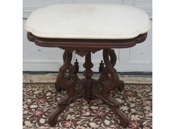 Antique Mahogany Marble Top Side Table - Worth Restoring To Its Original Splendor!