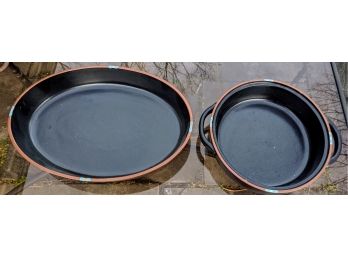 Handsome Set Of 2 Ceramic Dansk 'Mesa' Baking Dishes With South Western Terra Cotta And Aqua Blue Design