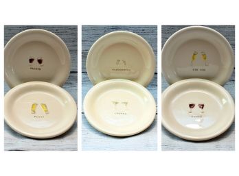 Set Of Six William-Sonoma Beverage Themed Appetizer Plates