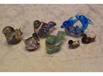 Small Art Glass Lot Of Mostly Birds