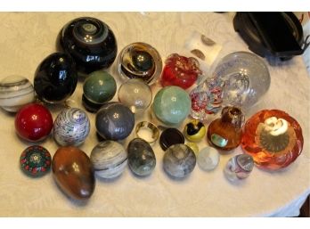 Paperweight Lot With Other Decorative Items