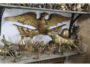 Brass Decorative Lot Eagle Wall Plaque Animals And More