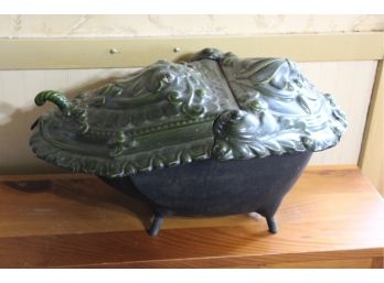 Antique French Cast Iron Coal Scuttle