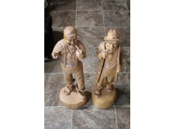 2 Large Carved Wood Sailors