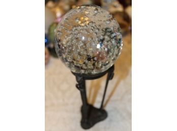 Glass Ball With Bubbles On Stand