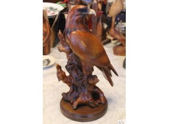 Carved Wood Eagle On Stand