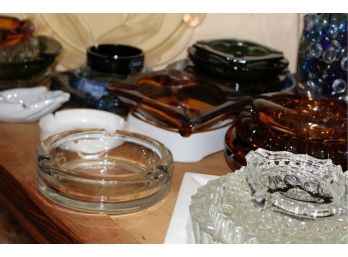 Large Lot Of Glass Ashtrays