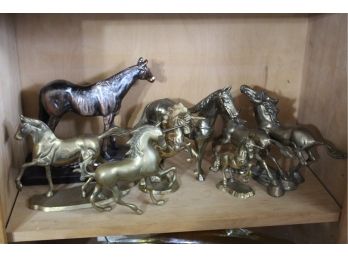 Brass Decorative Lot Horses Unicorns