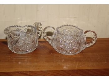 Cut Glass Sugar Bowl And Creamer