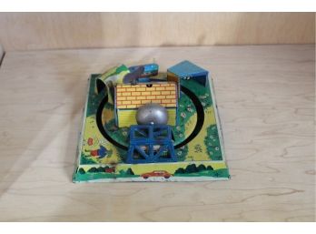 Vintage Wind Up Tin Toy Train With Bell