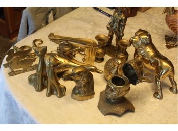 Brass Decorative Metal Lot Bulldog Cats Lots Of Neat Stuff