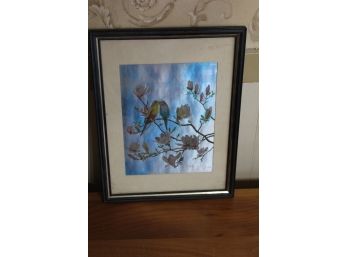 Vintage On Silk Tree Bird Painting