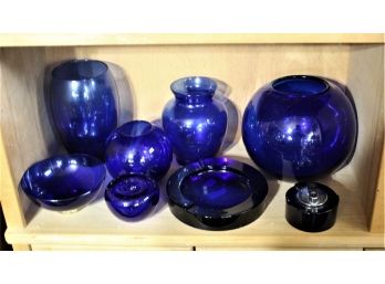 Cobalt Glass Lot With Muano