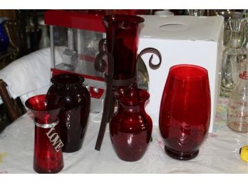 Ruby Red Glass Lot