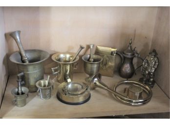 Decorative Brass Lot With Mortar And Pestle