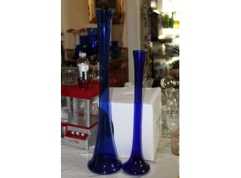 2 Very Tall Cobalt Glass Vases