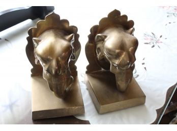 Brass Elephant Bookends