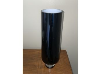 Black And White Cased Glass Cylinder Vase