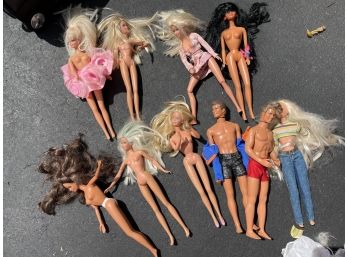 Large Lot Of Barbie And Ken Dolls With Clothes And Accessories