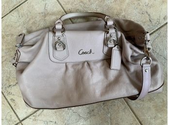 Faint Lavender Leather Coach Handbag