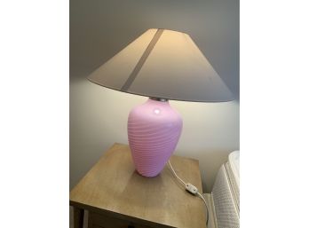 Pretty Pink Swirled Art Glass Table Lamp