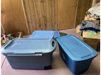 Three Big Blue Storage Boxes