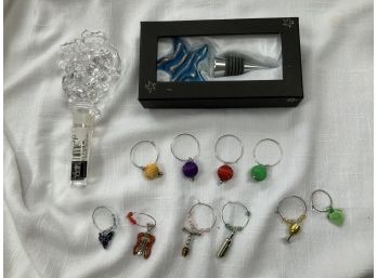 Beautiful Lot Of Wine Stoppers And Wine Glass Charms