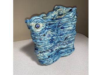 Unique Wave Blue And White Pottery Vase