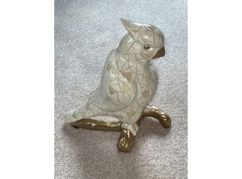 Mosaic Parrot On Branch Figurine