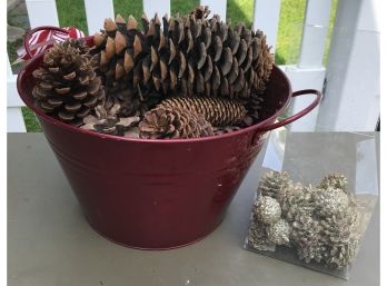 Metal Bucket Of Pine Cones