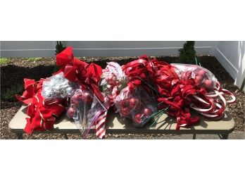 Large Lot Of Ribbons & Bulb Decorations For Wreaths And More