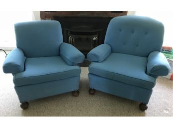 Vintage His & Hers Blue Club Chairs