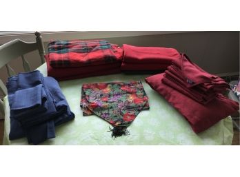 Chaps Table Cloth & 12 Napkins- (Red), Navy Blue Table Cloth & 12 Napkins, Runner & More