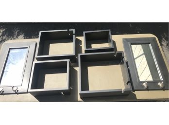 Black Shadow Boxes & Two Mirrors With Hooks