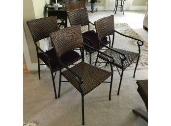 Four Pier 1 Wicker And Metal Arm Chairs