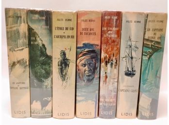 Verne, Jules. 7 Novels. Hard Cover. 1960's With Dust Jackets. Lidis