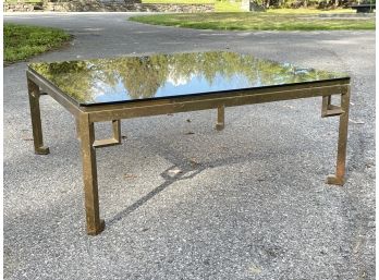 A Vintage Modern Smoked Glass Top Brass Coffee Table